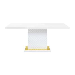 ACME Gaines Dining Table in White High Gloss DN01258  EST SHIP TIME APPX 4 WEEKS