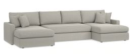 Bassett Furniture Allure Fabric 3pc Double Chaise Sectional Living Room Set