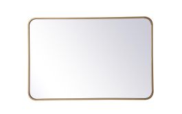 Elegant Soft Corner Metal Rectangular Mirror 24X36 In. in Brass MR802436BR