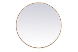 Elegant Metal Frame Round Mirror 39 In. in Brass MR4839BR
