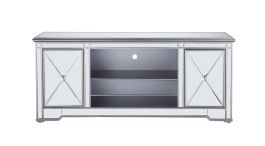 Elegant 60 In. Mirrored TV Stand in Antique Silver MF601S CLOSEOUT