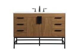 Elegant 48 In. Single Bathroom Vanity in Walnut Brown VF488W48WB