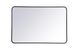 Elegant Soft Corner Metal Rectangular Mirror 28X42 In. in Black MR802842BK