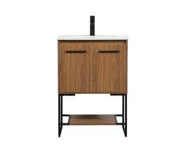 Elegant 24 In. Single Bathroom Vanity in Walnut Brown VF42524WB CLOSEOUT