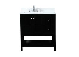 Elegant 32 In. Single Bathroom Vanity in Black with Backsplash VF16432BK-BS
