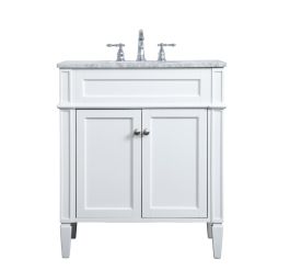 Elegant 30 In. Single Bathroom Vanity in White VF12530WH