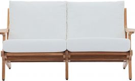 Emma Mason Signature Rogue Outdoor Patio Teak Loveseat in Natural White