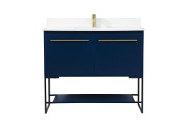 Elegant 40 In. Single Bathroom Vanity in Blue with Backsplash VF42540MBL-BS CLOSEOUT