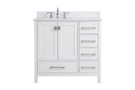 Elegant 36 In. Single Bathroom Vanity in White with Backsplash VF18836WH-BS