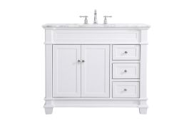 Elegant 42 In. Single Bathroom Vanity Set in White VF50042WH