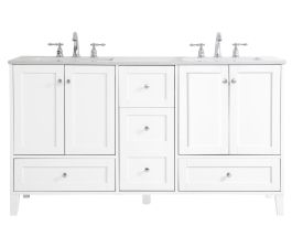 Elegant 60 In. Double Bathroom Vanity in White VF18060DWH