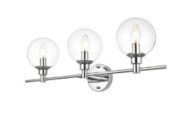Elegant Jaelynn 3 Light Chrome and Clear Bath Sconce LD7318W28CH CLOSEOUT