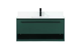 Elegant 40 In. Single Bathroom Vanity in Green with Backsplash VF43540MGN-BS CLOSEOUT