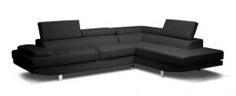 Baxton Studio Selma Leather Modern Sectional Sofa in Black