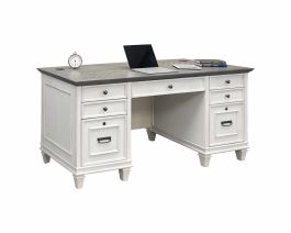 Martin Furniture Hartford 70″ Double Pedestal Desk in Linen White IMHF680W