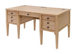 Martin Furniture Laurel 60″ Half Pedestal Desk in Light Brown IMLR660