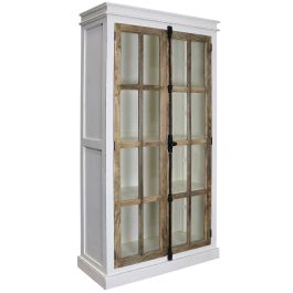 StyleCraft Tucker Curio Cabinet Solid Mango Wood Clear Tempered Glass Window Pane Door Panels with Classic ISF25136