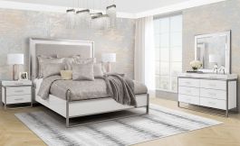 AICO Marquee 2 Piece Panel Bedroom Set in Cloud White