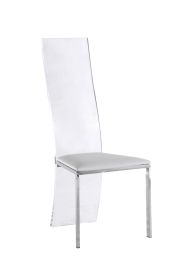 Chintaly Layla Acrylic High Back Upholstered Side Chair in White LAYLA-SC-WHT (Set of 2)