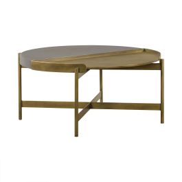 Armen Living Dua Coffee Table in Grey/Antique Brass LCDUCOCC