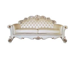 Acme Furniture Vendome with 5 Pillows in Champagne PU & Antique Pearl LV01324 EST SHIP TIME APPX 4 WEEKS
