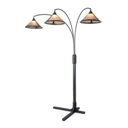 NOVA of California Natural Mica 3 Light Arc Floor Lamp in Charcoal Gray Wood 4212GM PROMO