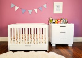 Babyletto Mercer/Modo 3-in-1 Convertible Crib Set in Grey/White