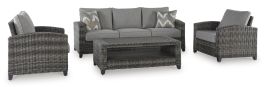 Oasis Court Outdoor Sofa/Chairs/Table Set (Set of 4) in Gray P335-081