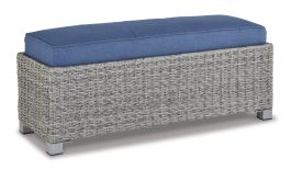 Naples Beach Outdoor Bench with Cushion in Light Gray P439-600 FedEx/UPS