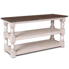 Sunset Trading Rustic French Sofa Table in Cottage White/Walnut HH-1750-300 CLOSEOUT