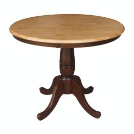 John Thomas Dining Essentials 36'' Pedestal Table in Cinnamon / Espresso T58-36RT;T58-30B