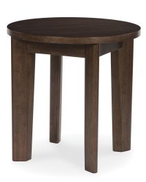 Korestone 2 Round End Table in Dark Brown T657-6 FedEx/UPS