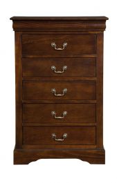 Alpine Furniture West Haven 5 Drawer Tall Boy Chest in Cappuccino