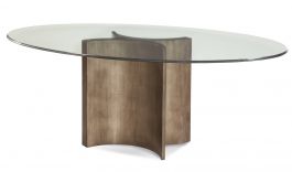 Bassett Mirror Thoroughly Modern Symmetry Oval Dining Table in Chrome 2914-700-926