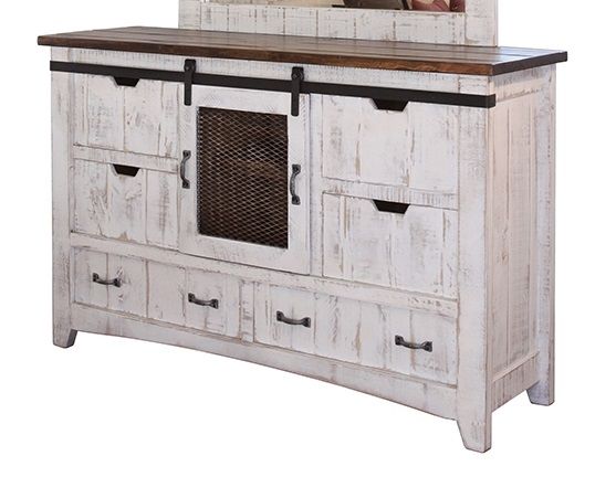 Ifd Pueblo 6 Drawer 1 Mesh Door Dresser In White Ifd360dsr