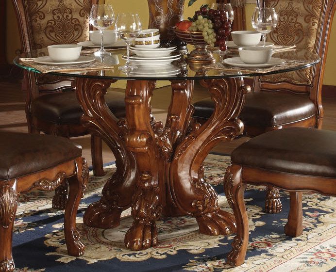 Shop Acme Dresden 5 Pc Round Dining Table Set In Cherry