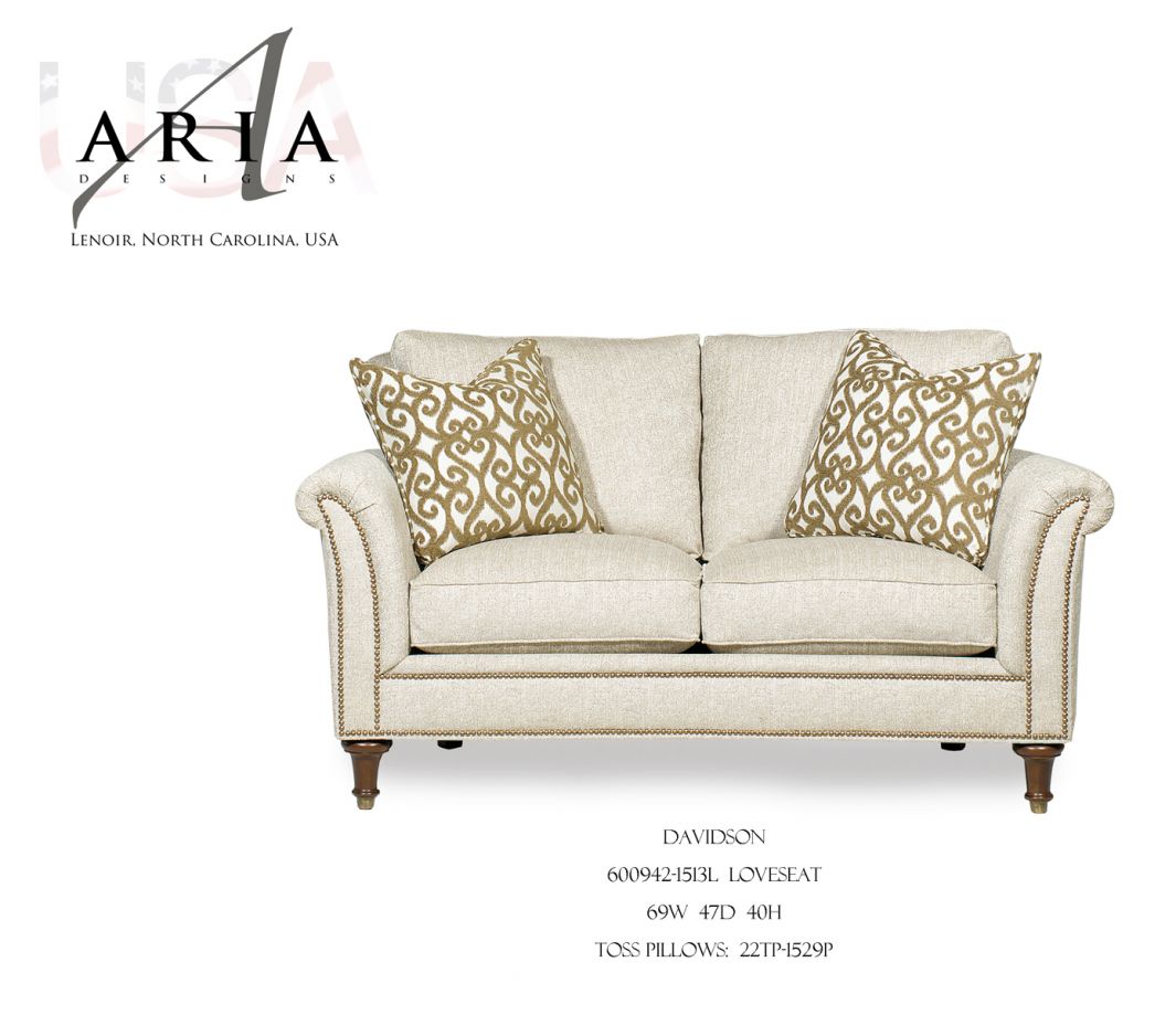 Aria Designs Davidson Leather Loveseat In Linen L00942 1513l