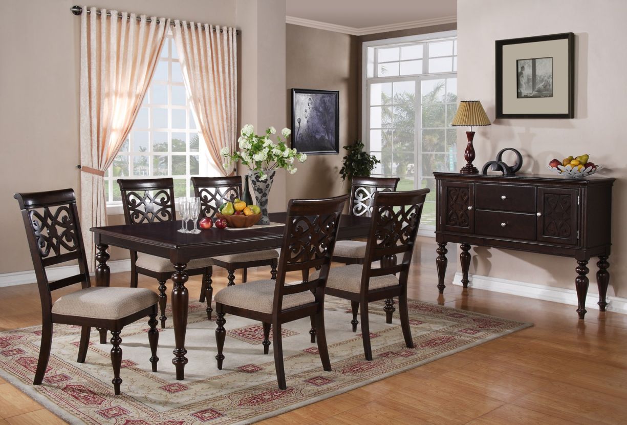 Cosmos Zora 7 Piece Rectangular Dinette Set In Espresso